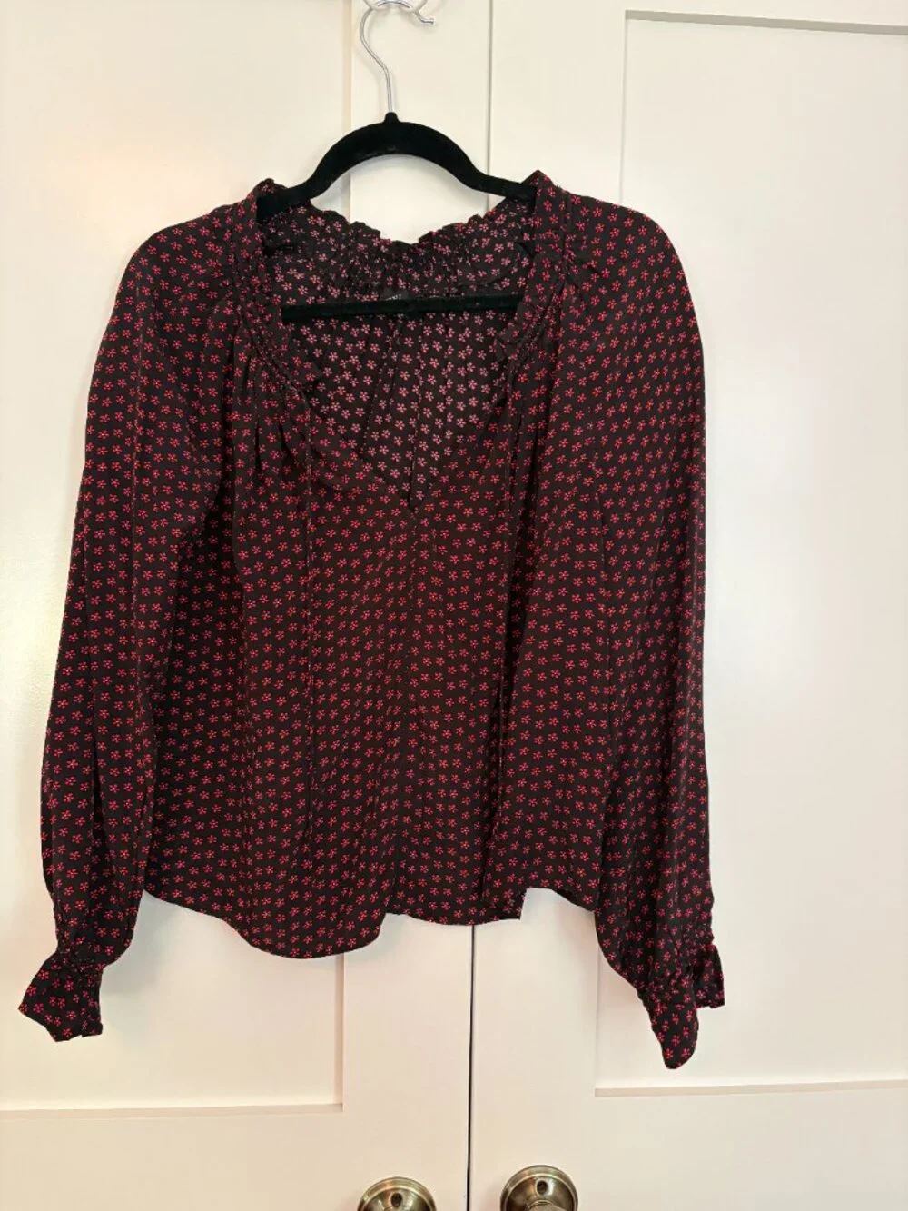 J. Crew popover top in ditsy floral crepe de chine